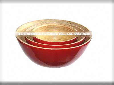 A Set Of 3 Lacquered Bamboo Bowl Bamboo bowl